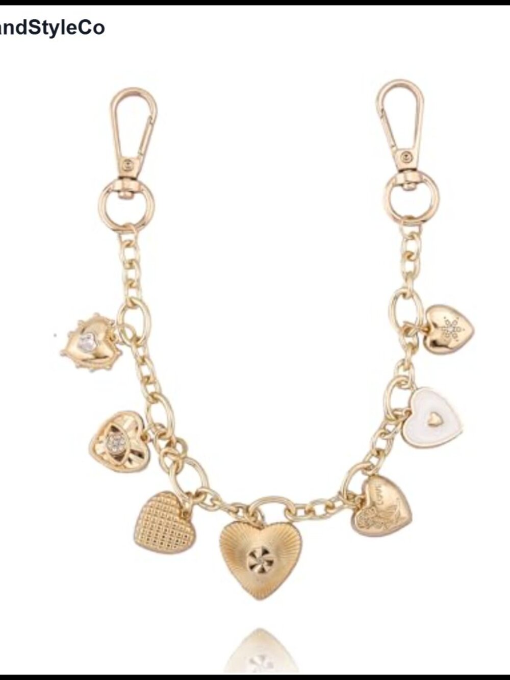 Gold Link Chain Bag Charm with 7 Heart Charms Purse Accessory